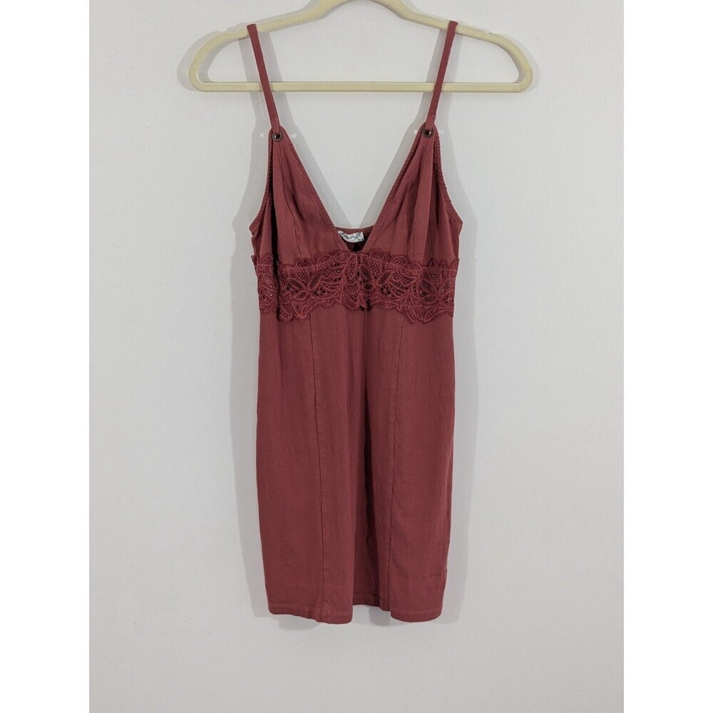 Free People Coral Rose Bodyconn Mini Dress Lace Cutout Adjustable Straps Sz S - Picture 3 of 9